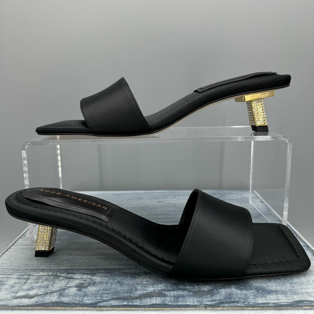 NEW Good American Women’s Kickstand Slide Sandals Black Size 7